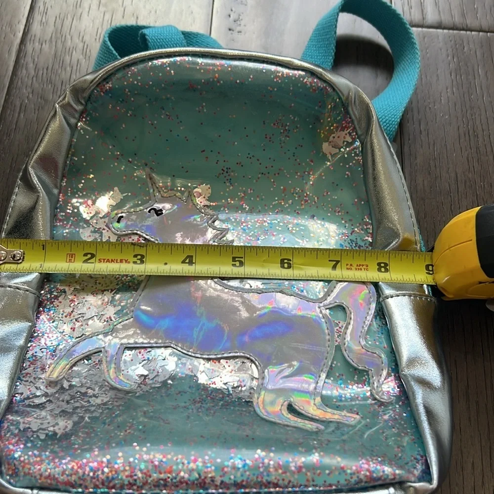 Iridescent like unicorn glitter confetti mini backpack